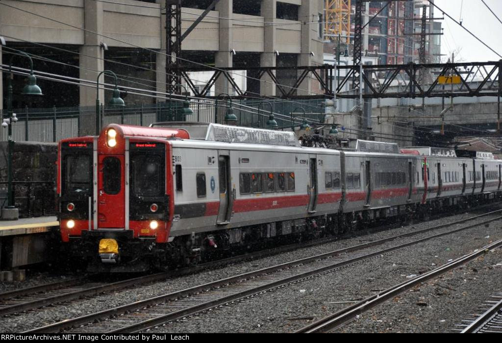 Inbound commuter approaches its station stop